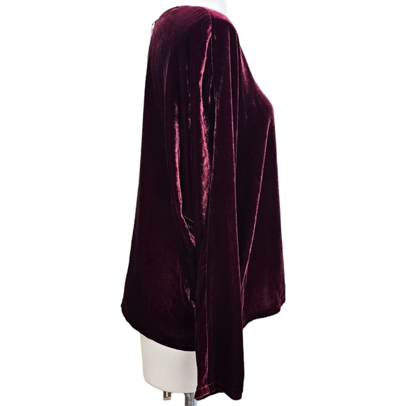 NEW Elieen Fisher Womens Size Medium Velvet V Neck Top Burgundy Boxy Silk Blend - Picture 4 of 11